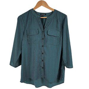Notations Turquoise & Black 3/4 Sleeve Womens Blouse Size Medium